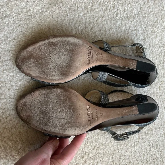 Jimmy Choo Ciara Sandal in Glitter Anthracite - Picture 5 of 7